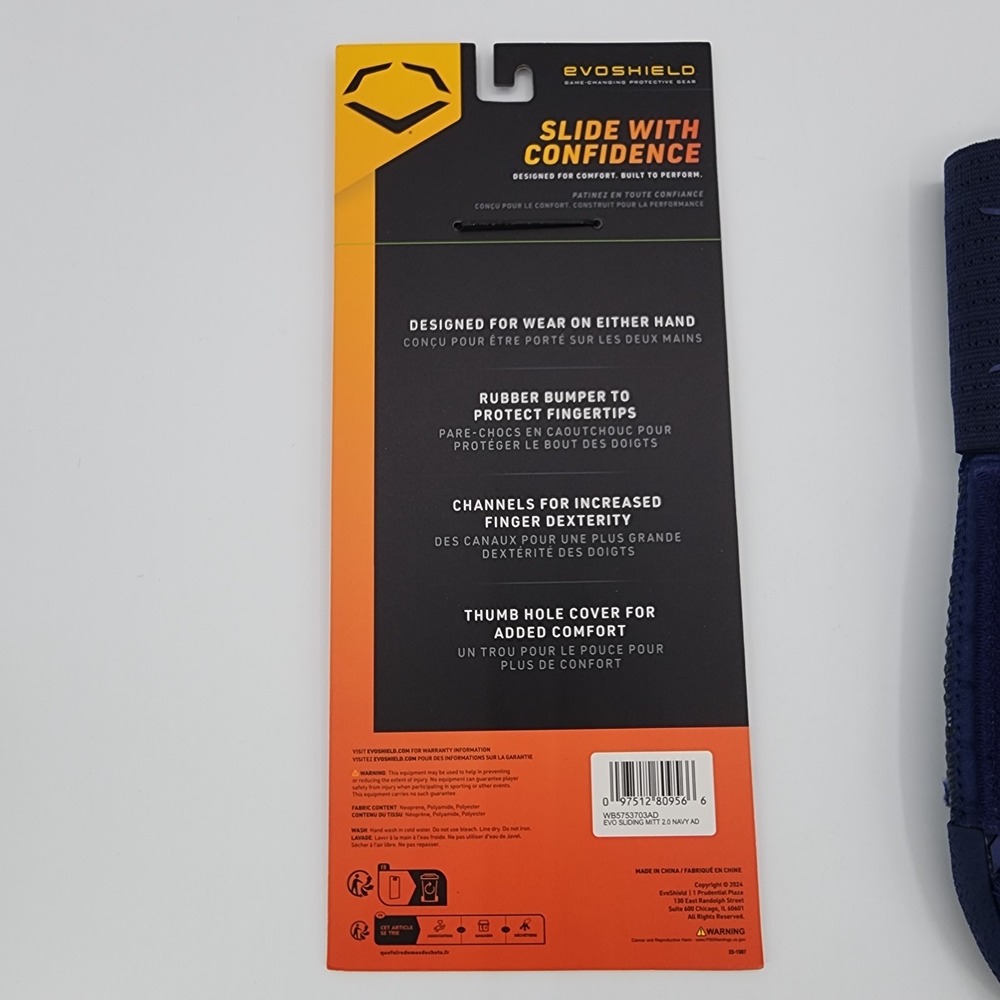 Evoshield Protective Sliding Mitt 2.0 Navy Blue Adult Sizing‎ Either Hand - Picture 7 of 9